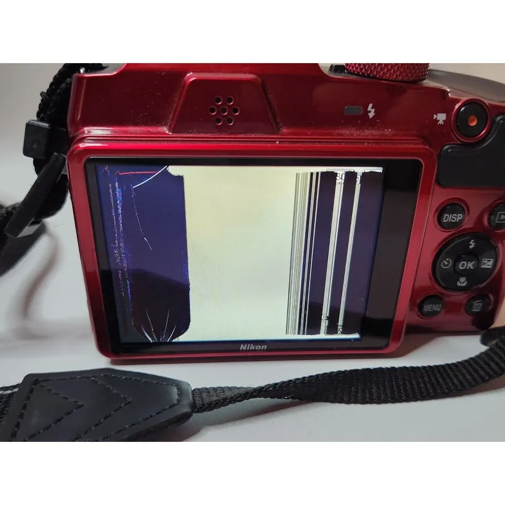 Nikon COOLPIX B500 Red – Tested – Cracked Screen – Works – For Parts/Repair